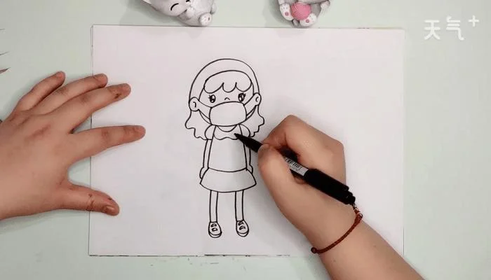 儿童戴口罩简笔画_1