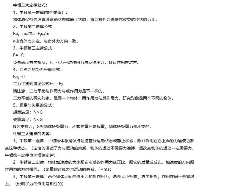 高中物理定律和定理-高中物理定律定理