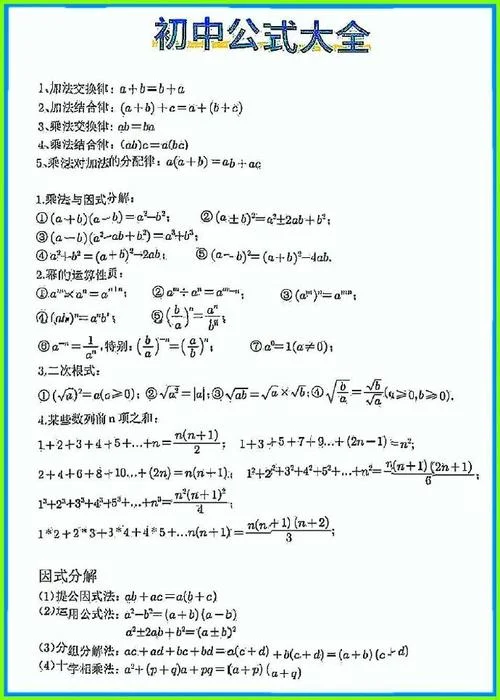 中考数学重点公式_2