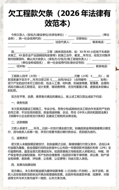 工程款欠条怎么打有法律效果-工程款欠条如何生效