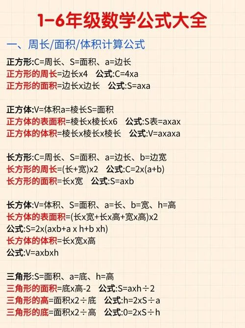 小学数学所有换算公式_2