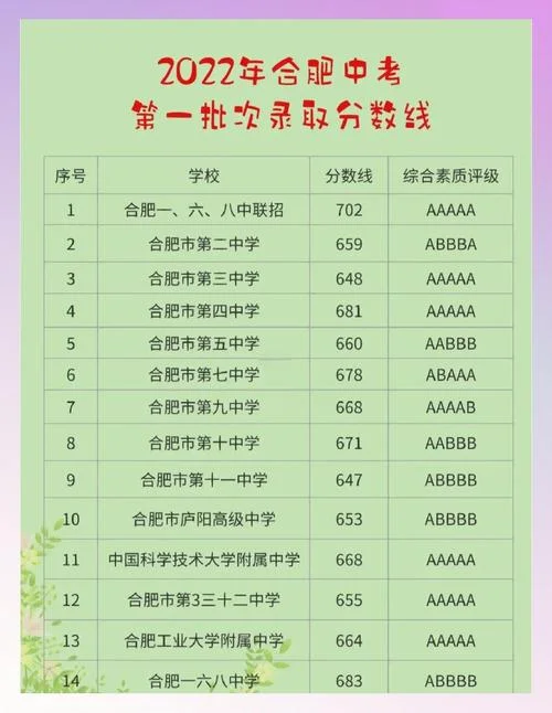 合肥中学排名分数线_1