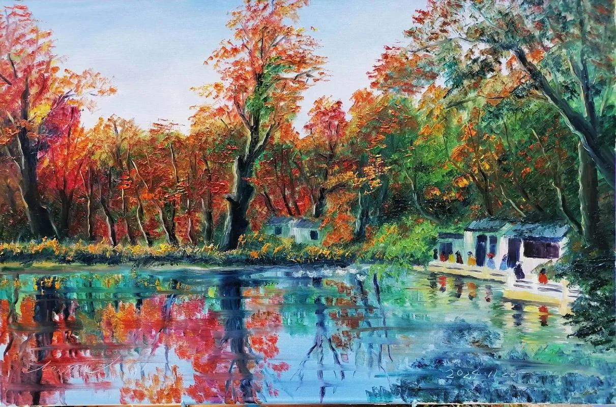 红枫红枫树油画怎么画-红枫树油画画法