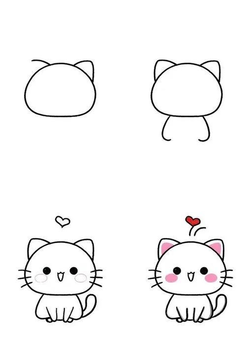 小猫简笔画 公主-小猫简笔画公主
