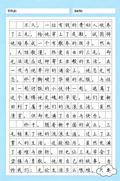 三毛流浪记简介作文-三毛流浪记作文