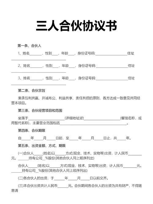 3个合伙人合同怎么写_1