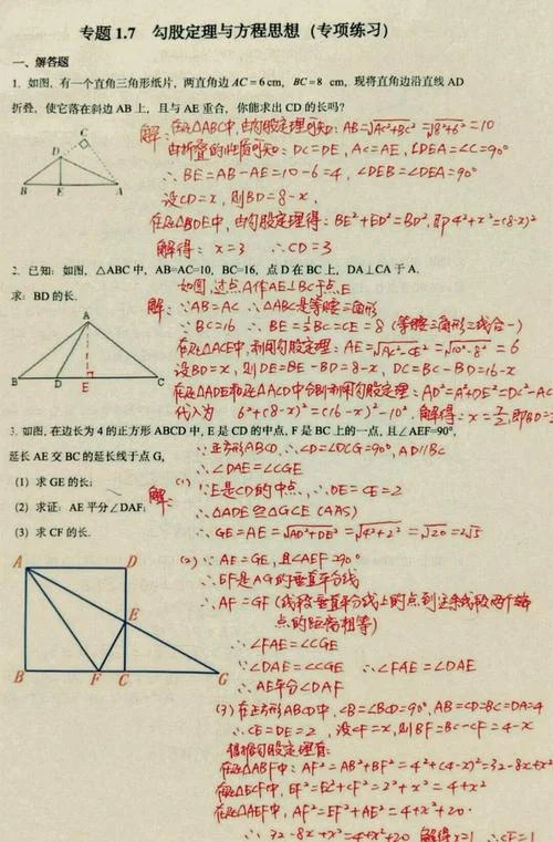 初二数学上册勾股定理难题_2