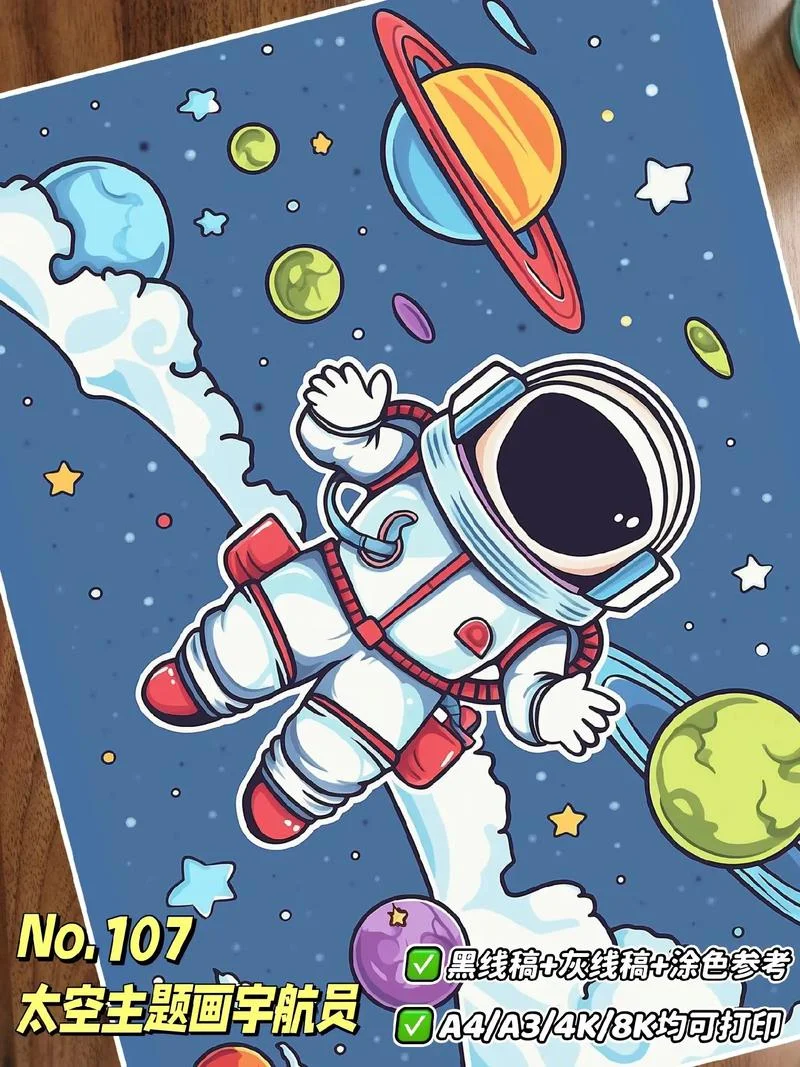 幼儿简笔画情景画太空_2