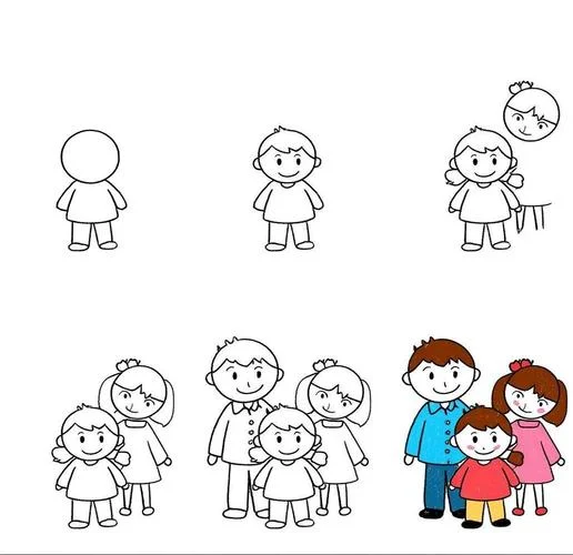 简笔画人物图片一家人-简笔画人物一家人