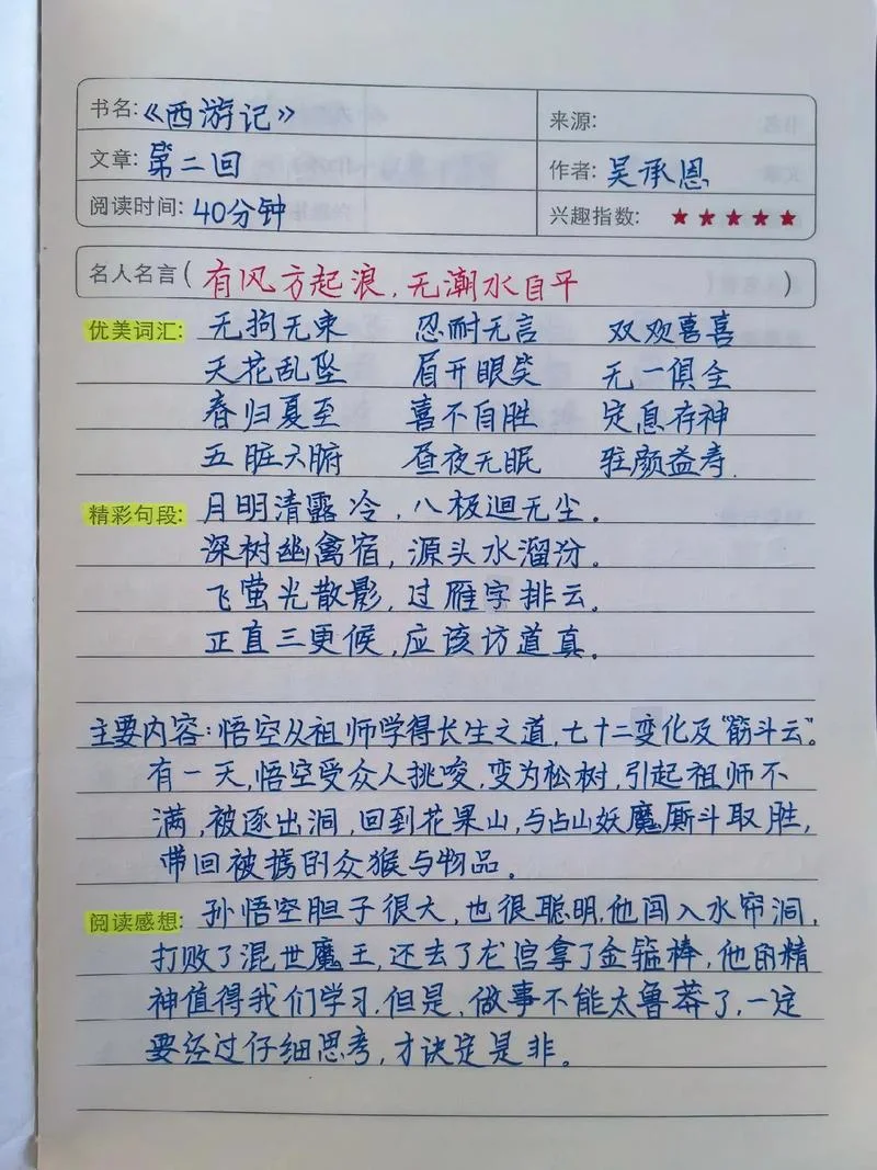 10篇读书笔记50个字-读书笔记示例