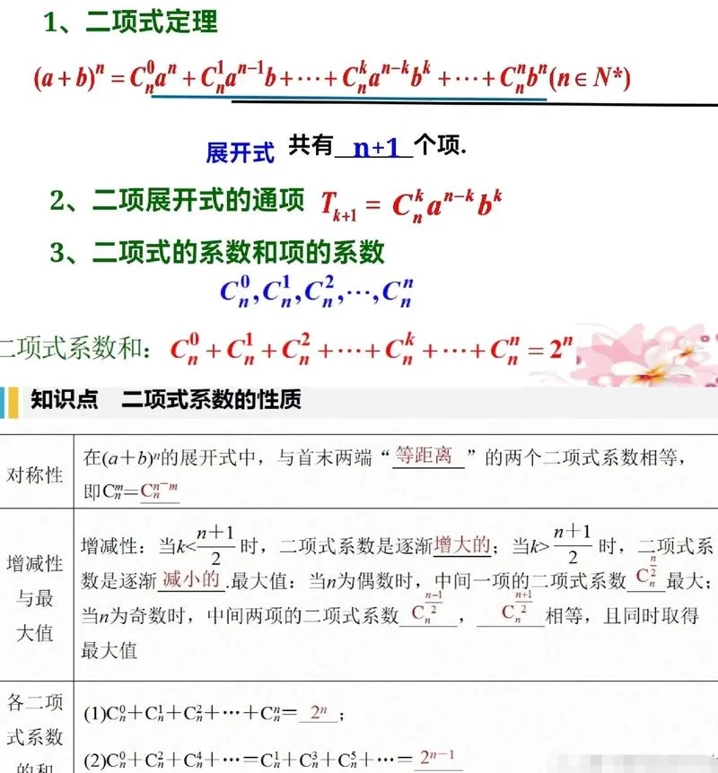 二项式定理总结知识点-二项式定理核心考点