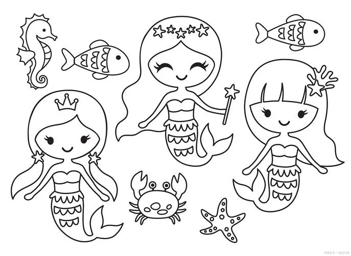 七彩美人鱼简笔画_2
