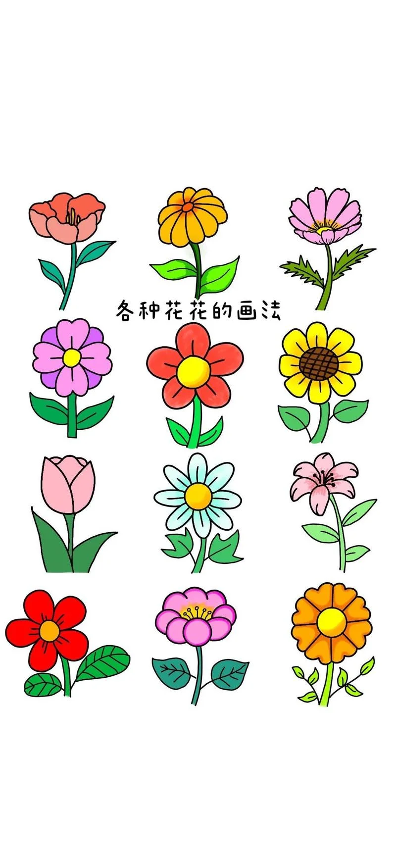 儿童涂色简笔画花朵_1