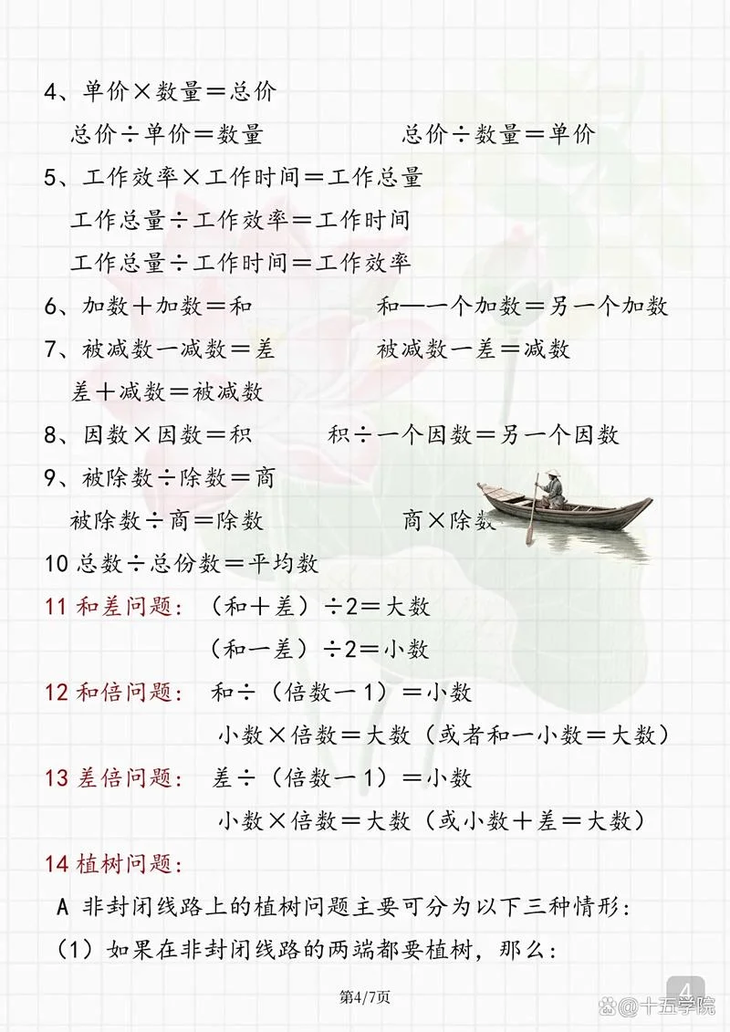 一年级至四年级数学公式大全_2