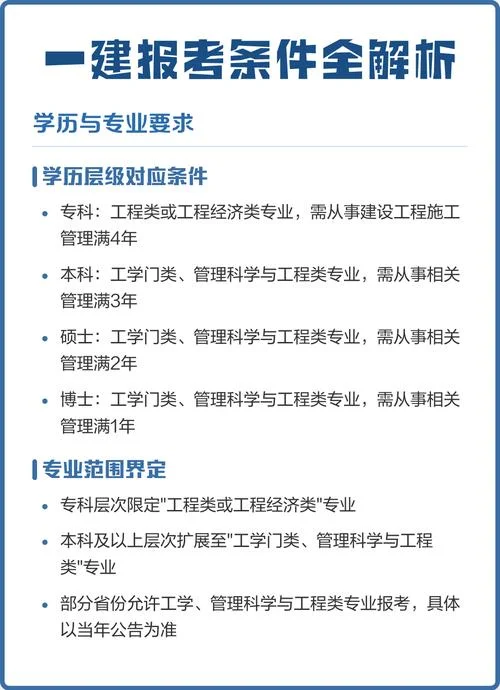 报考一建需要工作几年_1