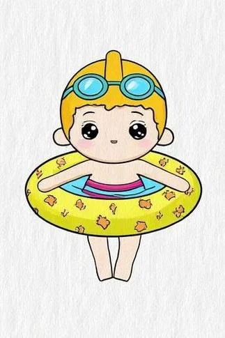 游泳简笔画女孩男孩-儿童游泳简笔画
