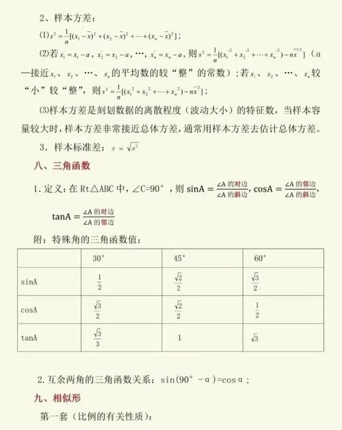 初中数学所有的公式大全_2