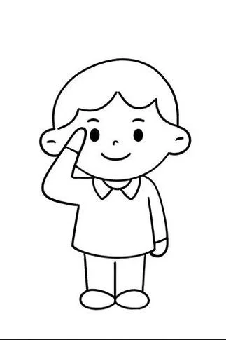 敬礼的简笔画小学生_1