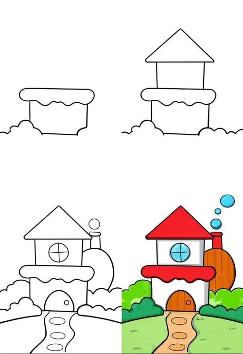 画幼儿园的房子简笔画_2