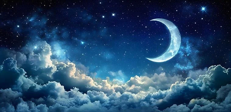梦见月亮和星星在天空_1