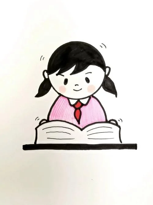小女孩看书怎么画简笔_1
