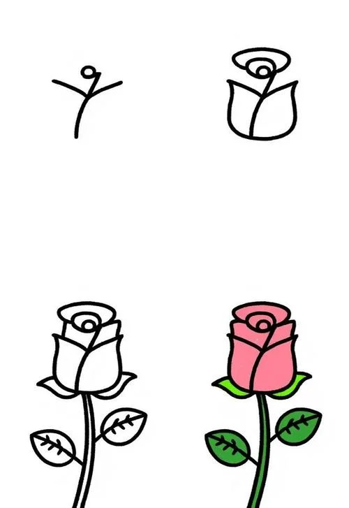玫瑰花简笔画一大束_1