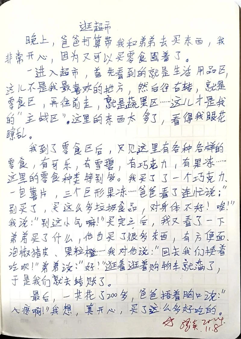 去超买菜周记100字_2