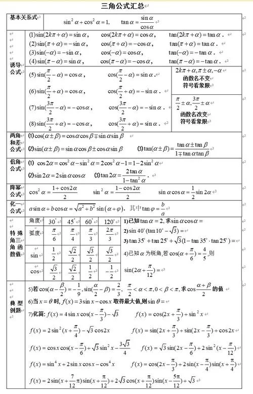 三角函数变换公式_1