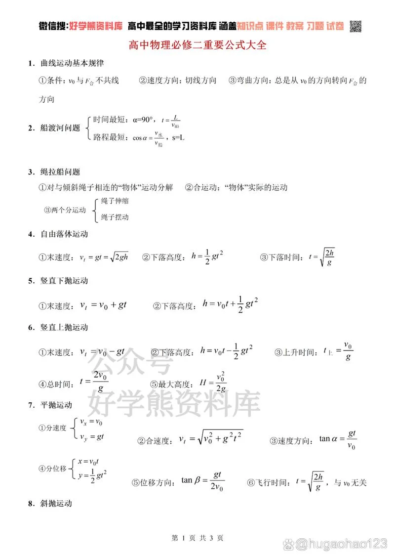 高中物理所有公式大全_1