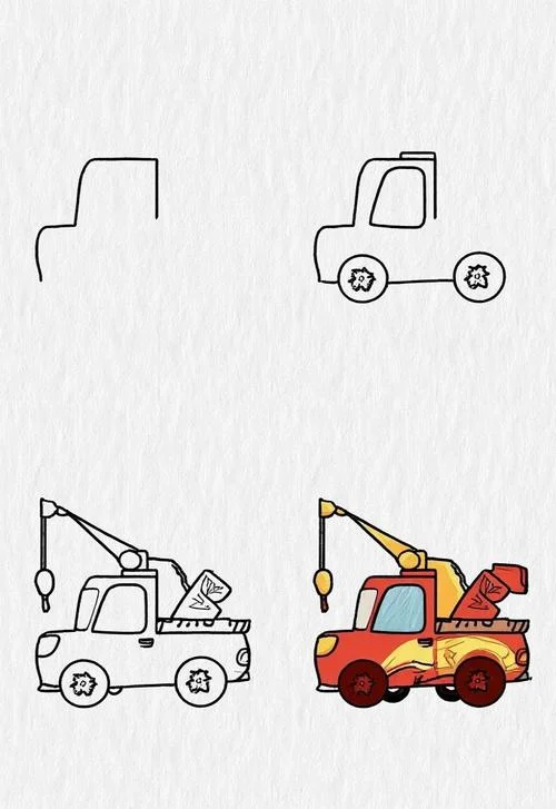 吊机简笔画卡通图片-吊机卡通简笔画