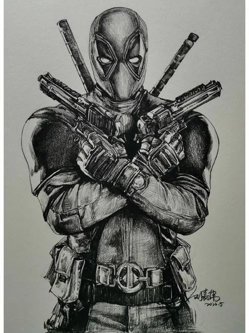 漫威英雄死侍简笔画-漫威死侍简笔画