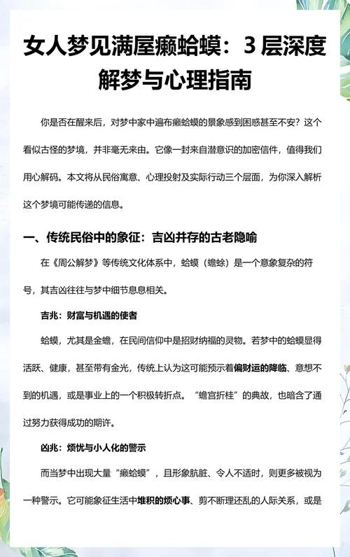 梦见蛤蟆是什么预兆-梦见蛤蟆预示吉凶