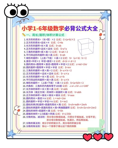 二年级数学公式大全表必背_1