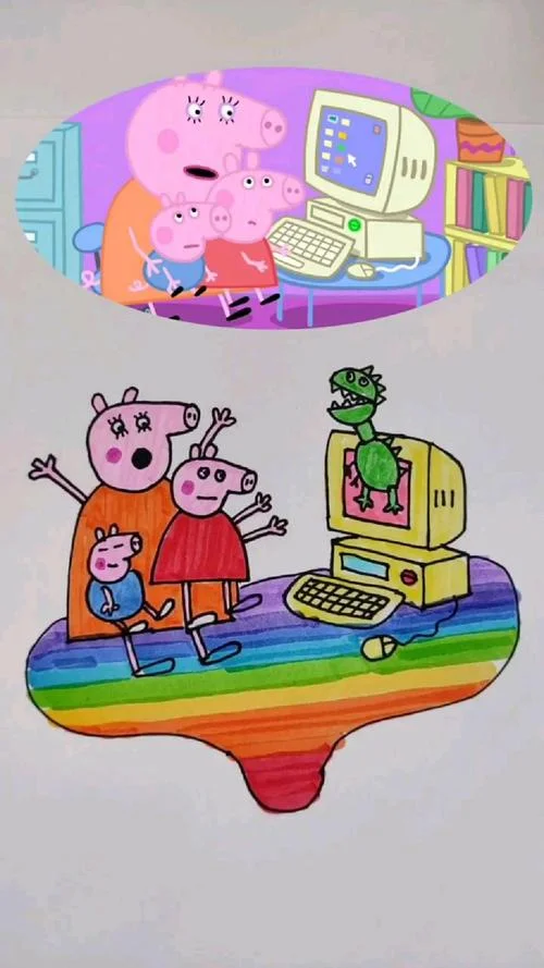 佩奇一家简笔画_2