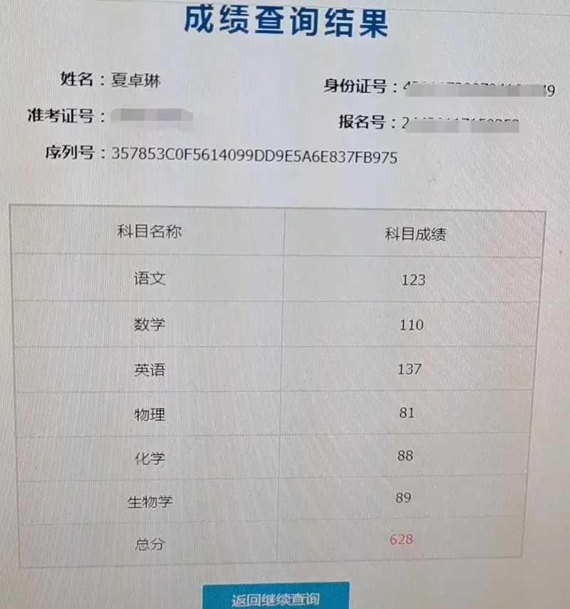 高考成绩241分-高考 241 分