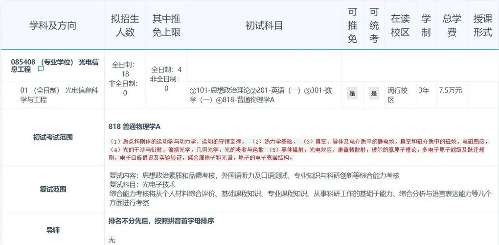 光电信息科学考研-光电信息科学考研
