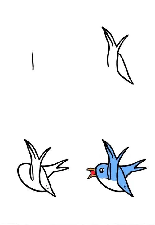 燕子怎么画三笔画完-