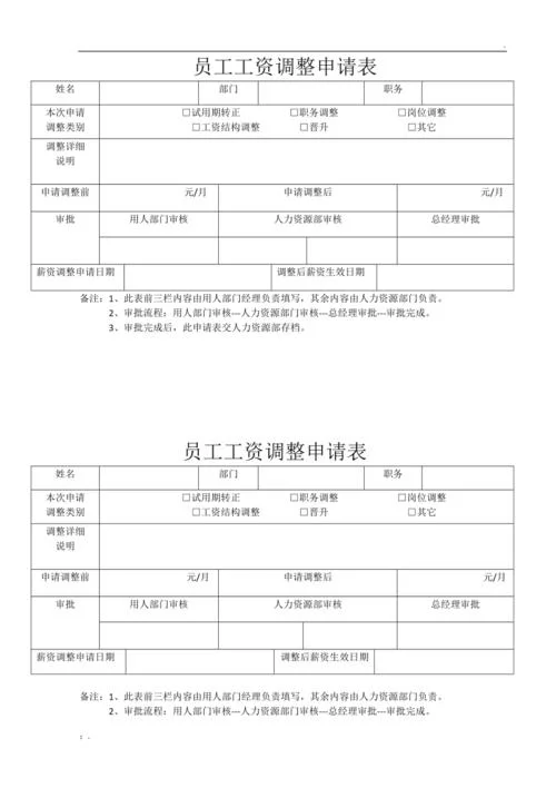薪资调整申请书模板_1