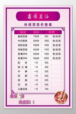 足浴按摩spa项目价格表_2