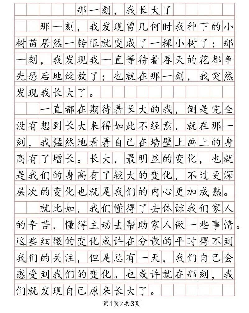 那一刻我长大了满分作文400_1