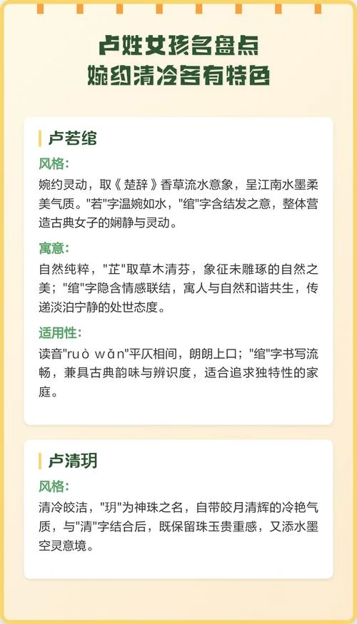 姓卢的女孩起名字大气-卢姓女孩大气命名