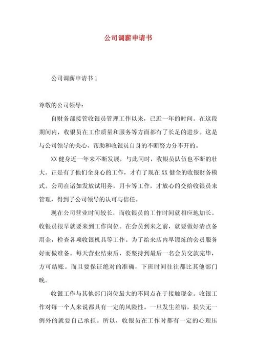 薪资调整申请书模板_2