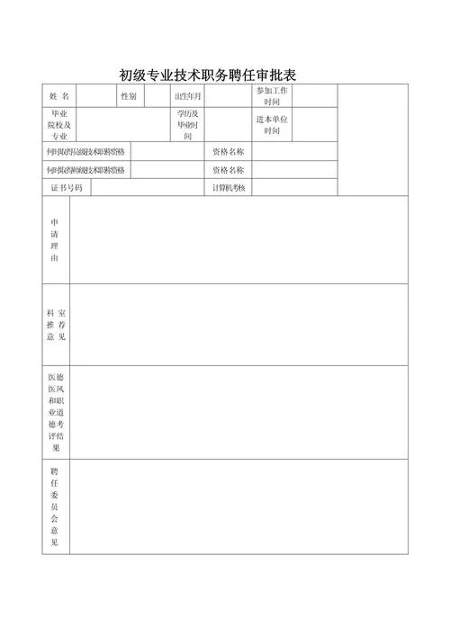 初级职称申请书-初级职称申请书
