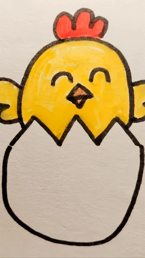 小鸡简笔画一年级_2