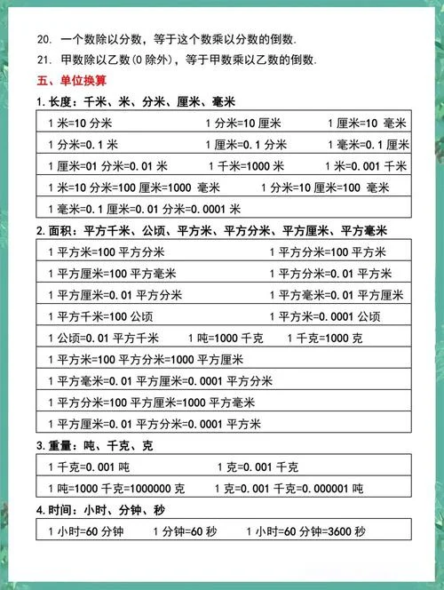 单位换算及计算公式_2