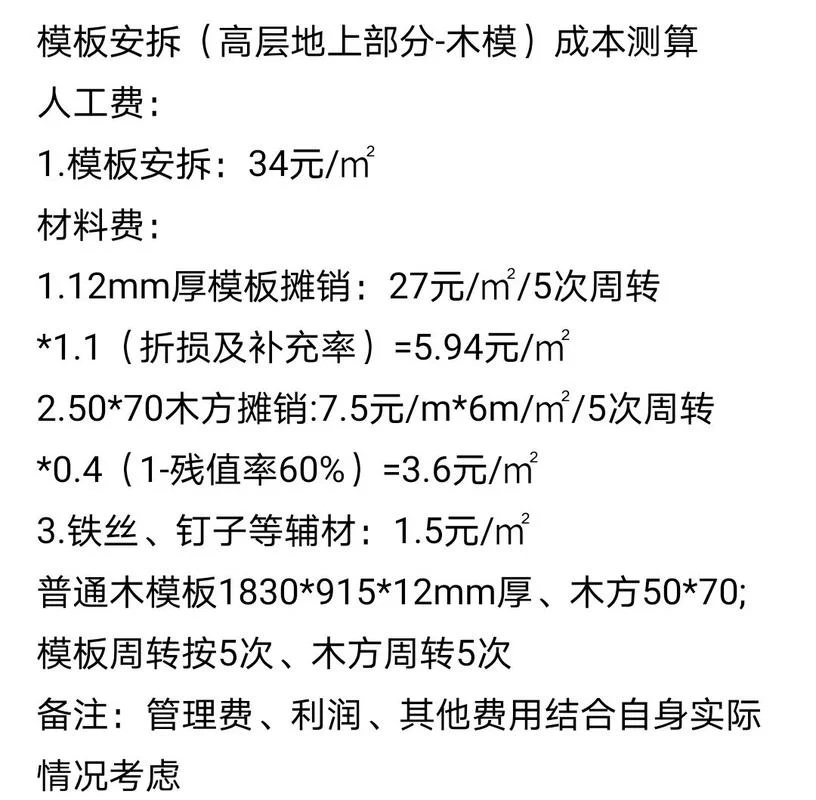建筑模板成本计算公式_1