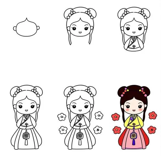 古代头饰简笔画大全-古饰简笔画大全