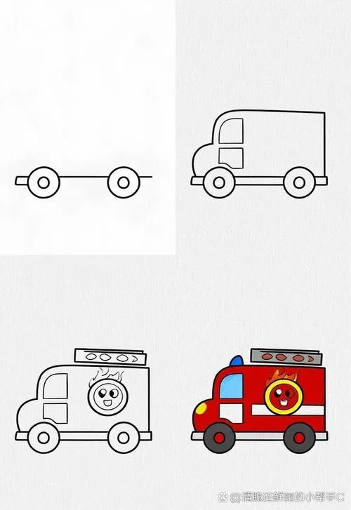 消防车简笔画图片大全_1