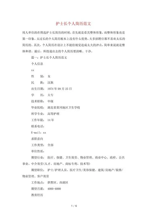 护士个人工作经历简介_2