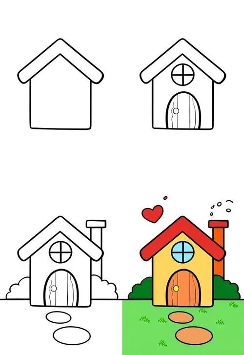 画幼儿园的房子简笔画_1
